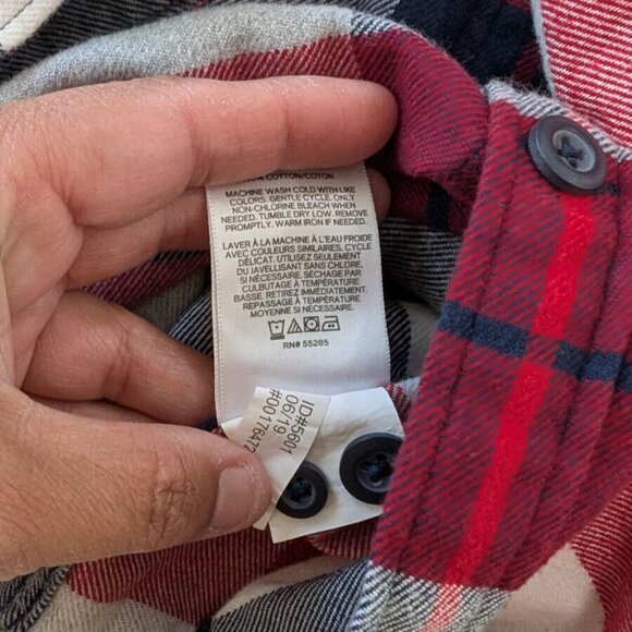 Express Red Plaid Flannel Button Down Shirt Size Medium - Picture 7 of 7